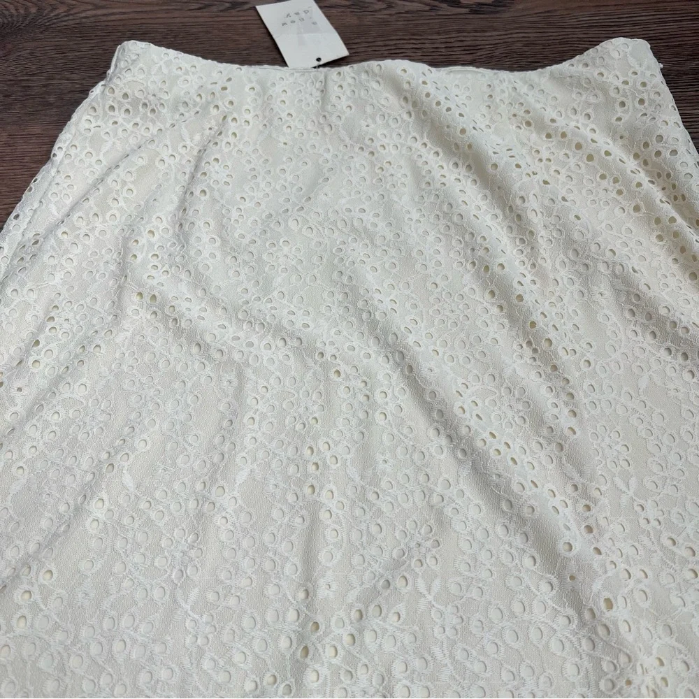 NWT Women's Lace Column a-Line Skirt - a New Day White 8